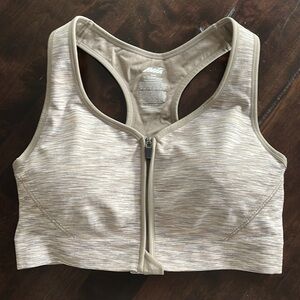 Avia Tan Sports Bra with Front Zipper and Racerback NWOT